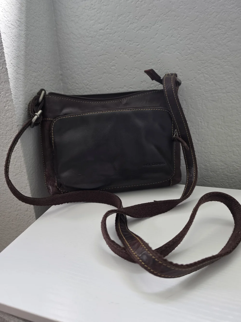 Jack George's Brown Leather Crossbody Bag